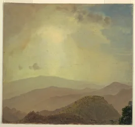 Drawing, Hilltop at Sunset, July 1865